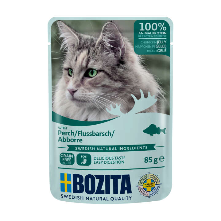 BOZITA Katzen-Nassfutter Häppchen in Gelee Barsch